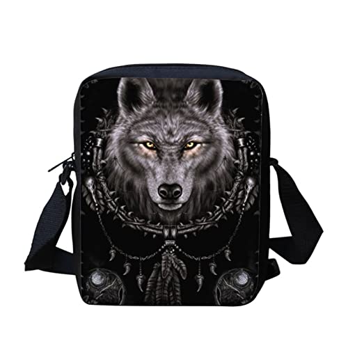 Kuiaobaty Frauen Crossbody Tasche Kleine Messenger Bag für Mädchen Teenager Handytasche Frauen mit Gurt Umhängetasche, coole Wolf, Small von Kuiaobaty