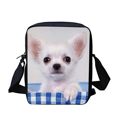 Kuiaobaty Frauen Kleine Crossbody Tasche Handytasche Kleine Messenger Bag für Schule Junge Mädchen Schulterhandtaschen, Chihuahua von Kuiaobaty