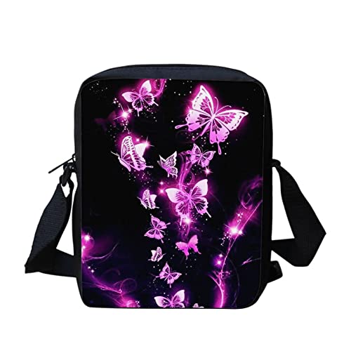 Kuiaobaty Frauen Kleine Umhängetasche Handytasche Kleine Messenger Bag für Schule Junge Mädchen Schulterhandtaschen, Butterfly Schwarz von Kuiaobaty