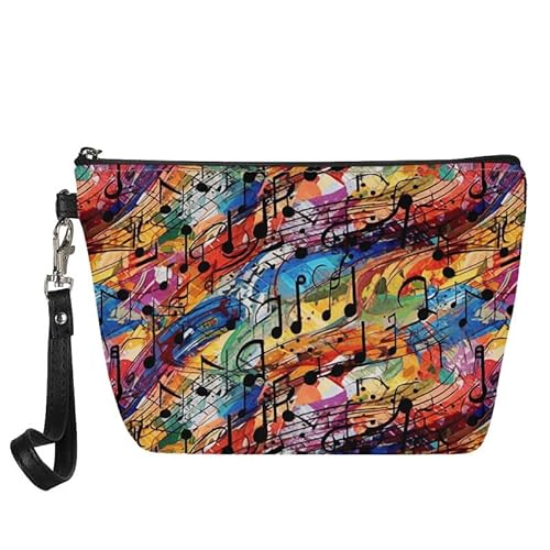 Kuiaobaty Frauen Kosmetiktasche Reise Kulturbeutel Waschbeutel für Damen Leder Make-up Tasche Schönheit Tasche Geldbörse, Musikpersonal, Taschen-Organizer von Kuiaobaty