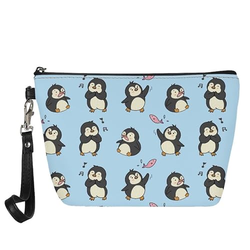 Kuiaobaty Frauen Kosmetiktasche Reise Kulturbeutel Waschbeutel für Damen Leder Make-up Tasche Schönheit Tasche Geldbörse, pinguin, Taschen-Organizer von Kuiaobaty