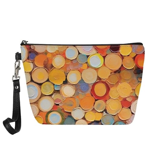 Kuiaobaty Frauen Leder Make-up Tasche Waschtasche Damen Reise Kulturbeutel Mädchen Kosmetiktasche Beutel Mode Schönheit Tasche, Paint Tree Ring, Taschen-Organizer von Kuiaobaty