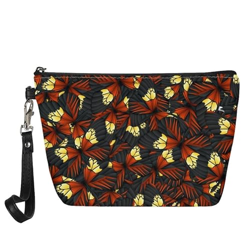 Kuiaobaty Frauen Make-up Tasche Retro Malerei Floral Reise Kosmetiktasche Beutel, Aquarell Tiere Mädchen Kulturbeutel Leder Geldbörse, Brauner Schmetterling, Taschen-Organizer von Kuiaobaty