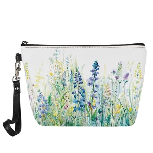 Kuiaobaty Frauen Make-up Tasche Tragbare Kosmetiktasche für Lippenstift, Sonnenbrille, Reise Kulturbeutel Mädchen Schönheit Tasche, Aquarell Blumen, Taschen-Organizer von Kuiaobaty