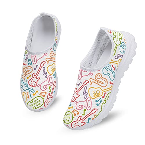 Kuiaobaty Frauen Slip-on Turnschuhe Mesh Flache Schuhe Sport Turnschuhe Frauen Laufschuhe Workout Schuhe Atmungsaktiv, Musik Graffiti, 40.5 EU von Kuiaobaty