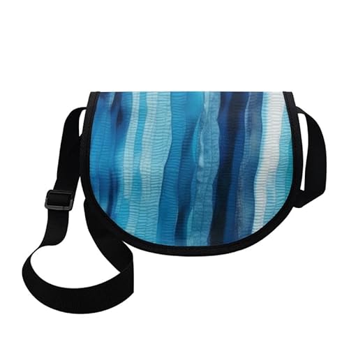 Kuiaobaty Frauen Umhängetasche Crossbody Tasche Boho Mandala Halbmond Taschen, Kuh Spots Einfache Messenger Bag Knödel Tasche, Streifen Tie Dye Blau von Kuiaobaty