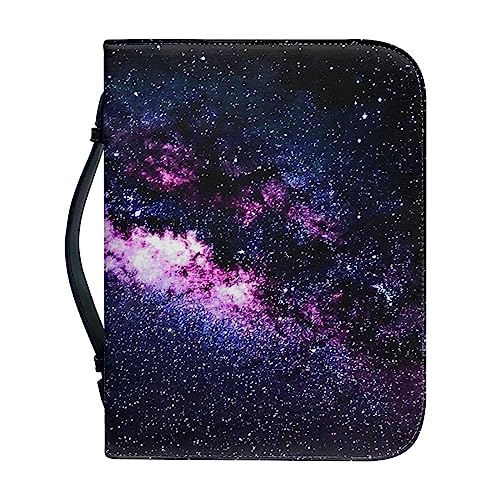 Kuiaobaty Galaxy Starry Book Case PU Leder Notebook Reißverschluss Tragetasche Schutzhülle mit Griff, Sterne Büchertasche mit Stiftfächern von Kuiaobaty