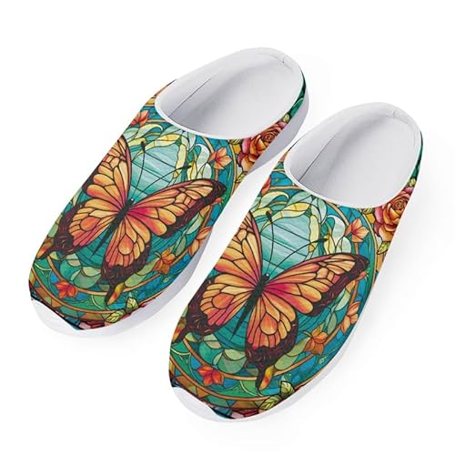 Kuiaobaty Garten Clog Schuhe für Unisex Bequeme Atmungsaktive Sommer Slide Sandale Damen Herren Indoor Hausschuhe rutschfest, Gothic Butterfly Rose, 41.5 EU von Kuiaobaty