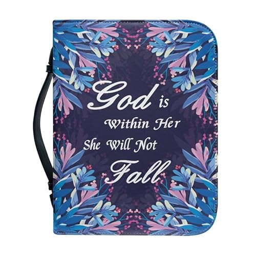 Kuiaobaty God Saying Bibel Book Bag Zipper Book Cover Case, Lord Quotes Leaves Book Carrying Church Protective Bag with Pen Pockets von Kuiaobaty