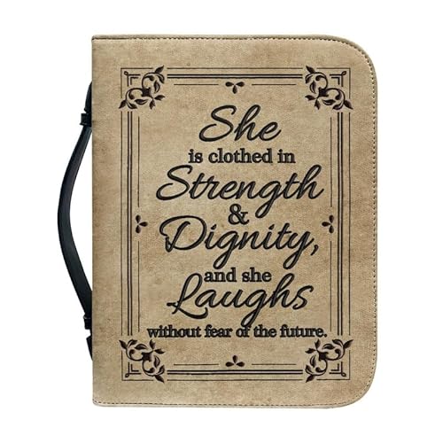 Kuiaobaty God Saying Book Cover PU Leather Zipper Bible Case with Pen Pocket, Lord Quotes Bible Bag Church Bag for Women Girls von Kuiaobaty