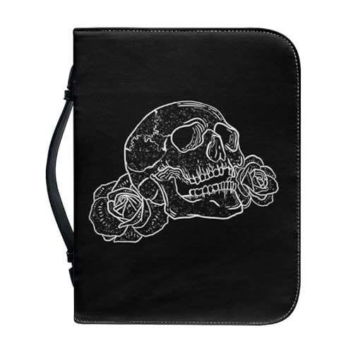 Kuiaobaty Gothic Skull Rose Book Cover for Notebook, Drawing Skull Flowers Leather Book Case Bag Stationery Pencil Case, Black von Kuiaobaty
