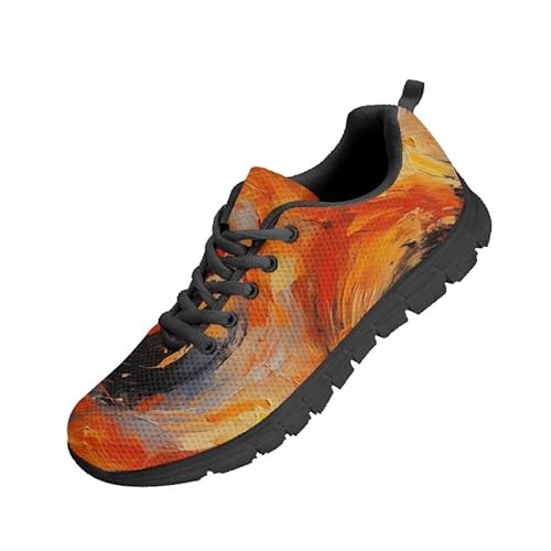 Kuiaobaty Herren-Sportschuhe, Tennis-Sneaker, Tierstruktur, ethnisches Tribal-Muster, lässig, Netz-Sneaker, rutschfest, bequeme Arbeitsschuhe, Orange (Splash Orange), 42 EU von Kuiaobaty