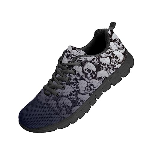 Kuiaobaty Herren-Sportschuhe, Tennis-Sneaker, Tierstruktur, ethnisches Tribal-Muster, lässig, Netz-Sneaker, rutschfest, bequeme Arbeitsschuhe, Skulls Grey Gradient, 42 EU Kuiaobaty Herren-Sportschuhe, Tennis-Sneaker, Tierstruktur, ethnisches Tribal-Muster, lässig, Netz-Sneaker, rutschfest, bequeme Arbeitsschuhe, Skulls Grey Gradient, 42 EU von Kuiaobaty