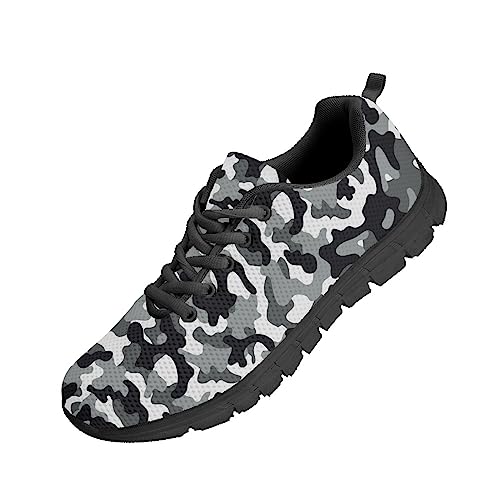 Kuiaobaty Herren-Sportschuhe, Tennisschuhe, Tiertextur, ethnisches Tribal-Muster, lässig, Netz-Sneaker, rutschfest, bequem, Arbeitsschuhe, Camouflage Schwarz Weiß, 41.5 EU von Kuiaobaty