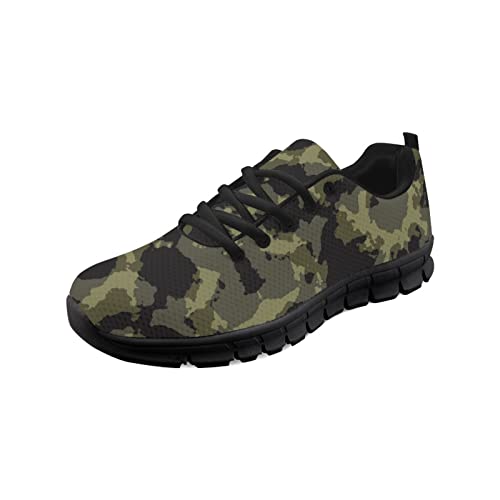 Kuiaobaty Herren-Turnschuhe, rutschfest, lässig, Laufschuhe, Farbkunst, atmungsaktiv, athletisch, Walking-Sneaker mit Memory-Schaum, Camouflage, Grün, Schwarz, 45 EU von Kuiaobaty