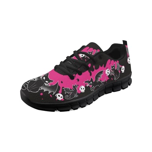 Kuiaobaty Herren-Turnschuhe, rutschfest, lässig, Laufschuhe, Farbkunst, atmungsaktiv, athletisch, Walking-Sneaker mit Memory-Schaum, Gothic Cat Bat, 39.5 EU von Kuiaobaty