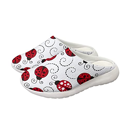 Kuiaobaty Indoor Clog Schuhe Schmetterling Indoor Slip on Schuhe Damen, Musik Herren Wanderschuhe Tiere Garten Clogs, Marienkäfer, 37 EU von Kuiaobaty