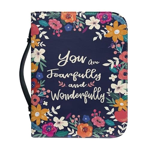 Kuiaobaty Inspirierender Spruch Floral Bibeltasche für Frauen Blumen Kunstleder Buchhülle mit Innentasche Stifttasche Klein Groß von Kuiaobaty