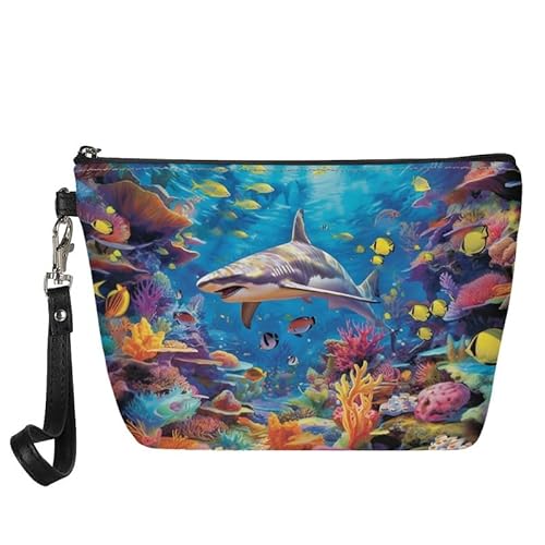 Kuiaobaty Kleine Kulturtasche für Damen, Motiv: Schmetterling, niedliche Pandabären, Kunstleder, Geldbörsen-Geldbörse mit Handgelenk-Reißverschluss, Ocean World, Taschen-Organizer von Kuiaobaty