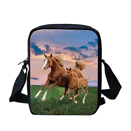 Kuiaobaty Kleine Umhängetasche für Damen, kleine Kuriertasche für Schule und Mädchen, verstellbarer Riemen, Umhängetasche für Reisen, Horses von Kuiaobaty