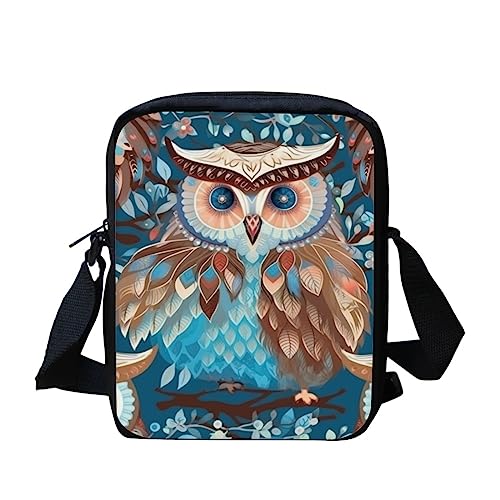 Kuiaobaty Kleine Umhängetasche für Damen, kleine Kuriertasche für Schulmädchen, verstellbarer Riemen, Schultertasche für Reisen, Neuheit Eule Vogel von Kuiaobaty