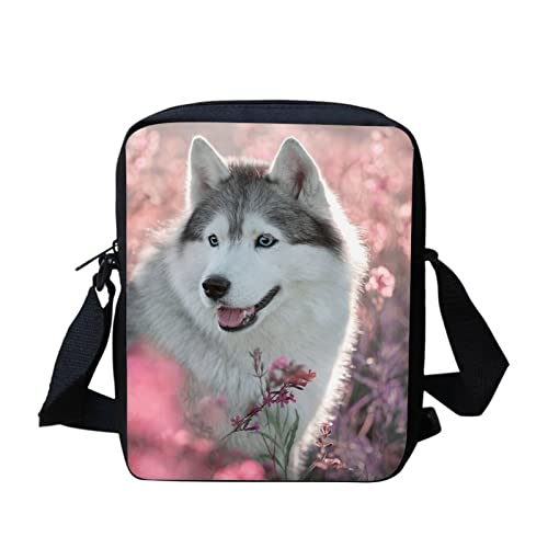 Kuiaobaty Kleine Umhängetasche für Frauen, kleine Kuriertasche für Schulmädchen, verstellbarer Riemen, Schultertasche für Reisen, Husky von Kuiaobaty