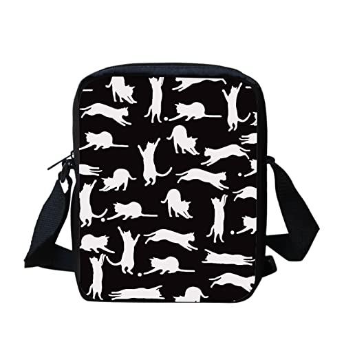 Kuiaobaty Kleine Umhängetasche für Jungen und Mädchen, kleine Schultertasche, Damen, Crossbody-Handytasche, lässige Messenger Bag, Katzensilhouette von Kuiaobaty