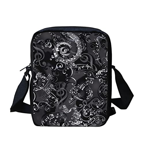 Kuiaobaty Kleine Umhängetasche für Jungen und Mädchen, kleine Schultertasche, Damen, Crossbody-Handytasche, lässige Messenger Bag, Musiknoten Swirl von Kuiaobaty