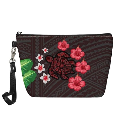 Kuiaobaty Kosmetiktasche für Damen, Blumenmuster, Kunstleder, Make-up-Tasche für Mädchen, tragbar, Reise-Kulturbeutel, Reißverschluss, Pazifische Stammesschildkröte, Taschen-Organizer von Kuiaobaty