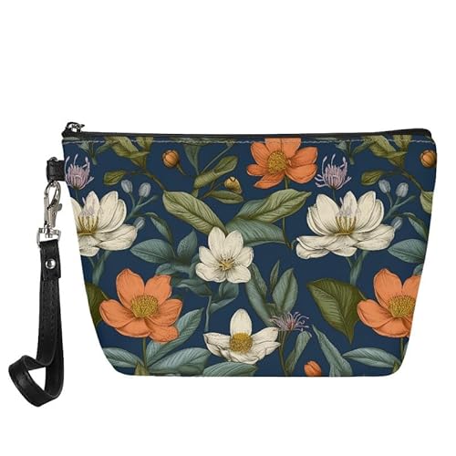 Kuiaobaty Kosmetiktasche für Damen, Blumenmuster, Kunstleder, Make-up-Tasche für Mädchen, tragbar, Reise-Kulturbeutel, Reißverschluss, lotus, Taschen-Organizer von Kuiaobaty