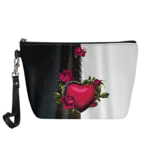 Kuiaobaty Kosmetiktasche für Damen, Make-up-Tasche für Geldbörse, Reisen, große Kapazität, Kulturbeutel, Mädchen, Kosmetiktasche, Rosenherz, Taschen-Organizer von Kuiaobaty