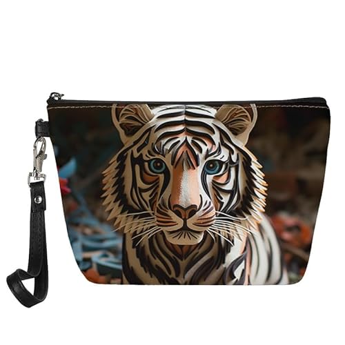 Kuiaobaty Kosmetiktasche für Damen, Reise-Make-up-Tasche, Organizer, Leder, Kulturbeutel, Kosmetiktasche für Geldbörse, Kosmetiktasche, tiger, Taschen-Organizer von Kuiaobaty