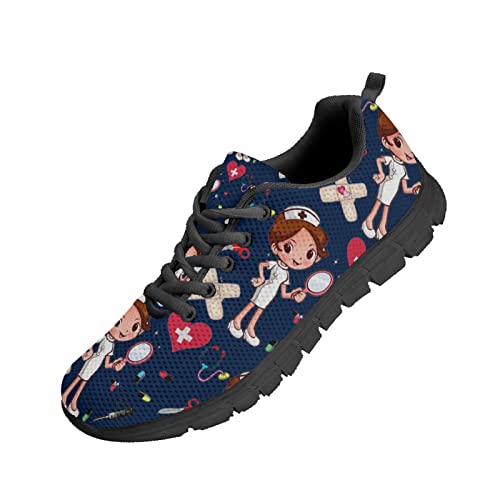 Kuiaobaty Lady Sportschuhe Leichte Krankenschwester Arbeitsschuhe Tier Blumen Camo Muster Sneaker für Tanz Frauen Turnschuhe, Krankenschwester Mädchen blau, 39 EU von Kuiaobaty