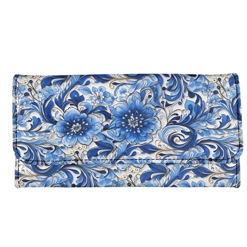 Kuiaobaty Lässige Geldbörse für Damen, Reißverschluss, Geldfach, Vintage-Blumenmuster, Vögel, Clutch, Schnappverschluss, Karten-Organizer, Scheckbuchhalter, Folk Art Floral, Casual von Kuiaobaty