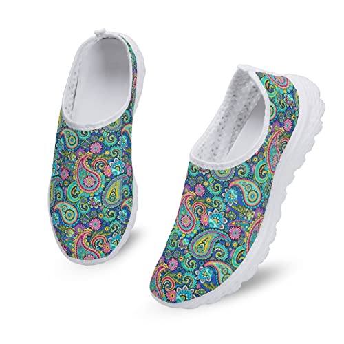 Kuiaobaty Lässige Mesh Turnschuhe Frauen Mode Turnschuhe Komfort Laufschuhe Atmungsaktive Walking Tennis Schuh Slip-on Schuh, Böhmisches Blumenmuster, ethn, 42 EU von Kuiaobaty