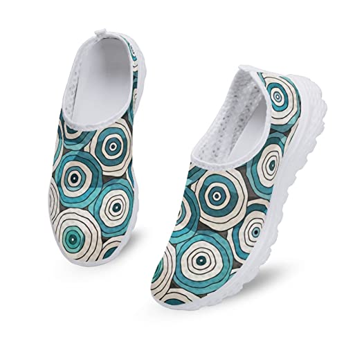 Kuiaobaty Lässige Mesh Turnschuhe Frauen Mode Turnschuhe Komfort Laufschuhe Atmungsaktive Walking Tennis Schuh Slip-on Schuh, Kreis rundes Muster, 38 EU von Kuiaobaty