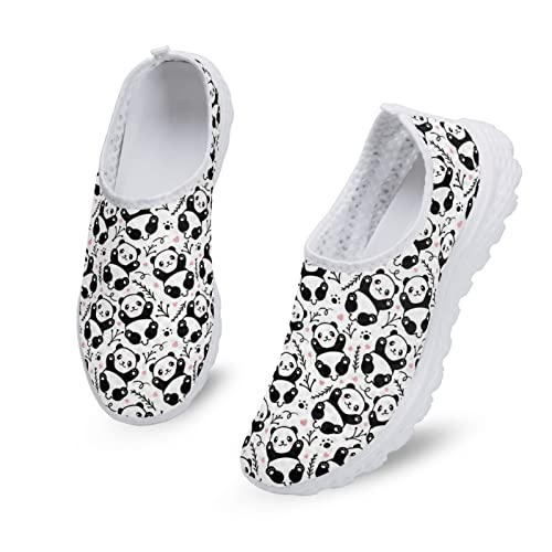 Kuiaobaty Lässige Mesh Turnschuhe Frauen Mode Turnschuhe Komfort Laufschuhe Atmungsaktive Walking Tennis Schuh Slip-on Schuh, Pandabären, Blumenmuster, 40.5 EU von Kuiaobaty