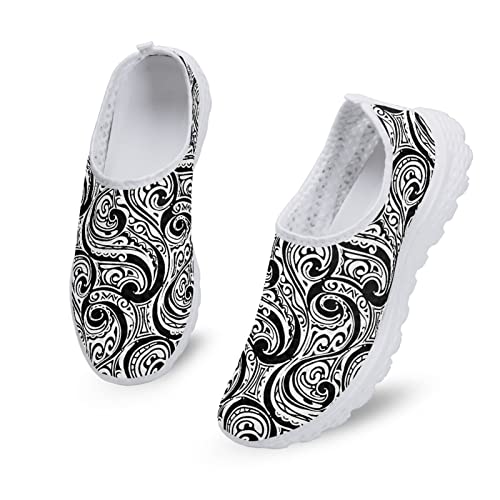 Kuiaobaty Lässige Mesh Turnschuhe Frauen Mode Turnschuhe Komfort Laufschuhe Atmungsaktive Walking Tennis Schuh Slip-on Schuh, Tribal Floral Swirl, 42 EU von Kuiaobaty