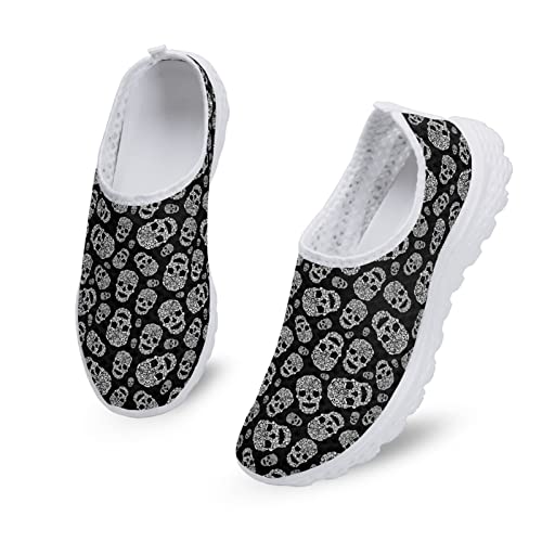 Kuiaobaty Lässige Mesh Turnschuhe Frauen Mode Turnschuhe Komfort Laufschuhe Atmungsaktive Walking Tennis Schuh Slip-on Schuh, totenköpfe, 37 EU von Kuiaobaty