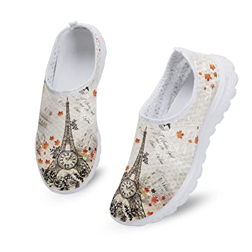 Kuiaobaty Lässige Mesh-Turnschuhe für Damen, modische Sneaker, bequeme Laufschuhe, atmungsaktiv, Walking-Tennisschuh, Slip-On-Schuh, Eiffelturm-Handtuch, 43.5 EU von Kuiaobaty
