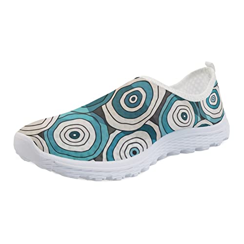 Kuiaobaty Lässige Mesh Turnschuhe Frauen Mode Turnschuhe Komfort Laufschuhe Atmungsaktive Walking Tennis Schuh Slip-on Schuh, Kreis rundes Muster, 39.5 EU von Kuiaobaty