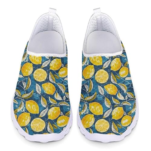 Kuiaobaty Lauflernschuhe mit niedlichem Hundeaufdruck, leichte Schlupfschuhe, Laufschuhe, Sneaker, leichte Arbeitsschuhe, Gelbe Zitrone., 42.5 EU von Kuiaobaty