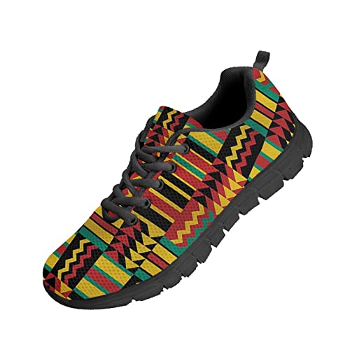 Kuiaobaty Laufschuhe Herren Sneaker Camouflage Tier Textur Tribal Muster Athletic Turnschuhe Leichte Sportschuhe Schwarz, Afrikanische ethnische Farbe, 42.5 EU von Kuiaobaty