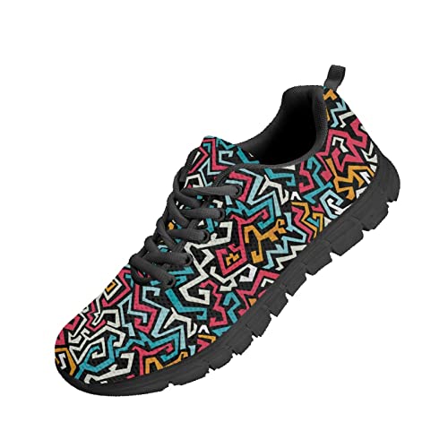 Kuiaobaty Laufschuhe Herren Sneaker Camouflage Tier Textur Tribal Muster Athletic Turnschuhe Leichte Sportschuhe Schwarz, Farbe Graffiti, 45 EU von Kuiaobaty