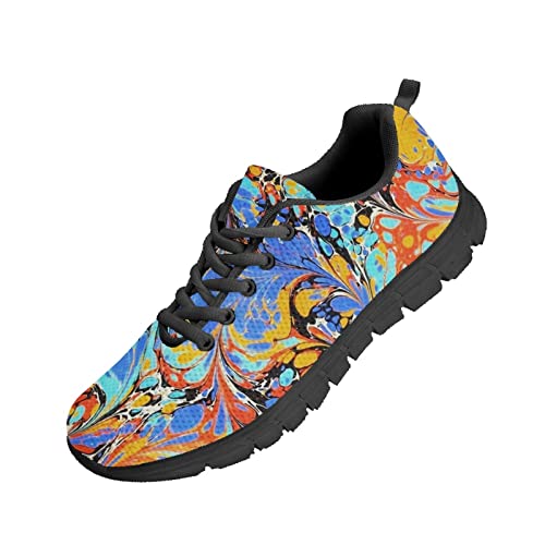 Kuiaobaty Laufschuhe Herren Sneaker Camouflage Tier Textur Tribal Muster Athletic Turnschuhe Leichte Sportschuhe Schwarz, Fluid-Kunst, bunt, 39 EU von Kuiaobaty