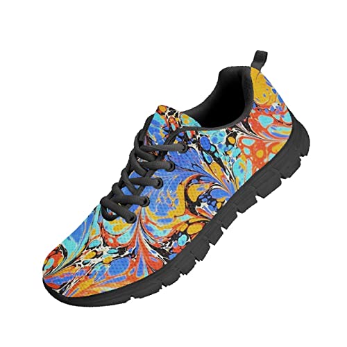 Kuiaobaty Laufschuhe Herren Sneaker Camouflage Tier Textur Tribal Muster Athletic Turnschuhe Leichte Sportschuhe Schwarz, Fluid-Kunst, bunt, 41.5 EU von Kuiaobaty