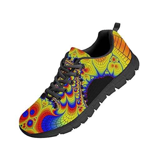 Kuiaobaty Laufschuhe Herren Sneaker Camouflage Tier Textur Tribal Muster Athletic Turnschuhe Leichte Sportschuhe Schwarz, Gelb / Blau, 42 EU von Kuiaobaty