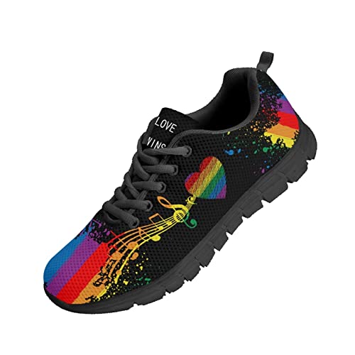 Kuiaobaty Laufschuhe Herren Sneaker Camouflage Tier Textur Tribal Muster Athletic Turnschuhe Leichte Sportschuhe Schwarz, Regenbogenfarbenspritzer, 40.5 EU von Kuiaobaty