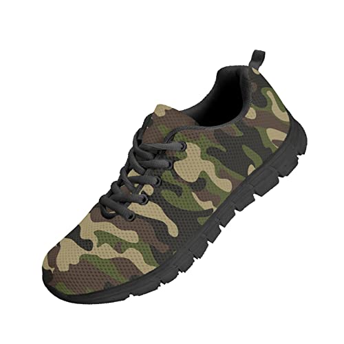 Kuiaobaty Laufschuhe Herren Sneaker Camouflage Tier Textur Tribal Muster Athletic Turnschuhe Leichte Sportschuhe Schwarz, Tarnmuster grün, 36 2/3 EU von Kuiaobaty