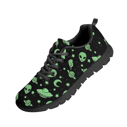 Kuiaobaty Laufschuhe Herren Sneakers, Camouflage, Animal Texture, Tribal Pattern Athletic Sneakers Leichte Sportschuhe Schwarz, Weltraum Ufo, 42.5 EU von Kuiaobaty